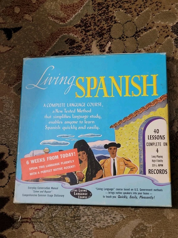 Vintage Living Spanish 4 LP Box Set The Living Language Course Vinyl 33 1/3 RPM