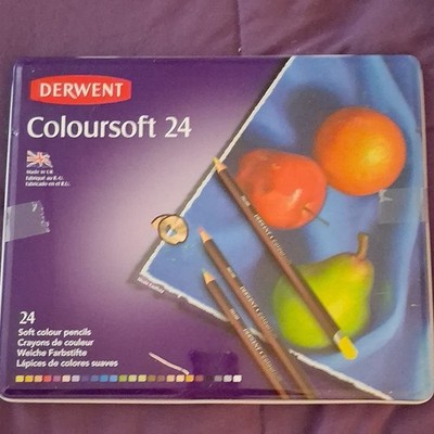 Derwent Coloursoft 24 Soft Multicolor Colour Pencils Tin Pencil Set