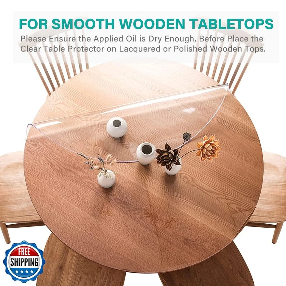 AimerGro 46 Inch Round Clear Dining Room Table Protector 1.5mm Thick Plastic  - Image 4 of 4