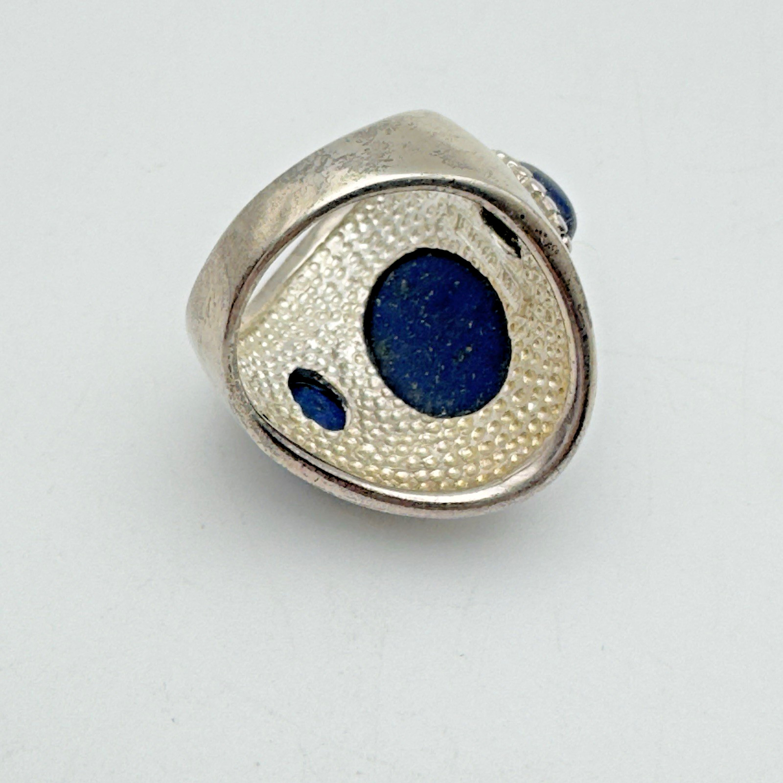 Sterling Silver Lapis Ring Statement Chunky Size 7 - image 4