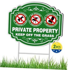 2 PC No Dog Poop Sign - 14    11    Double Sided Yard Signs with Metal H-Stake 