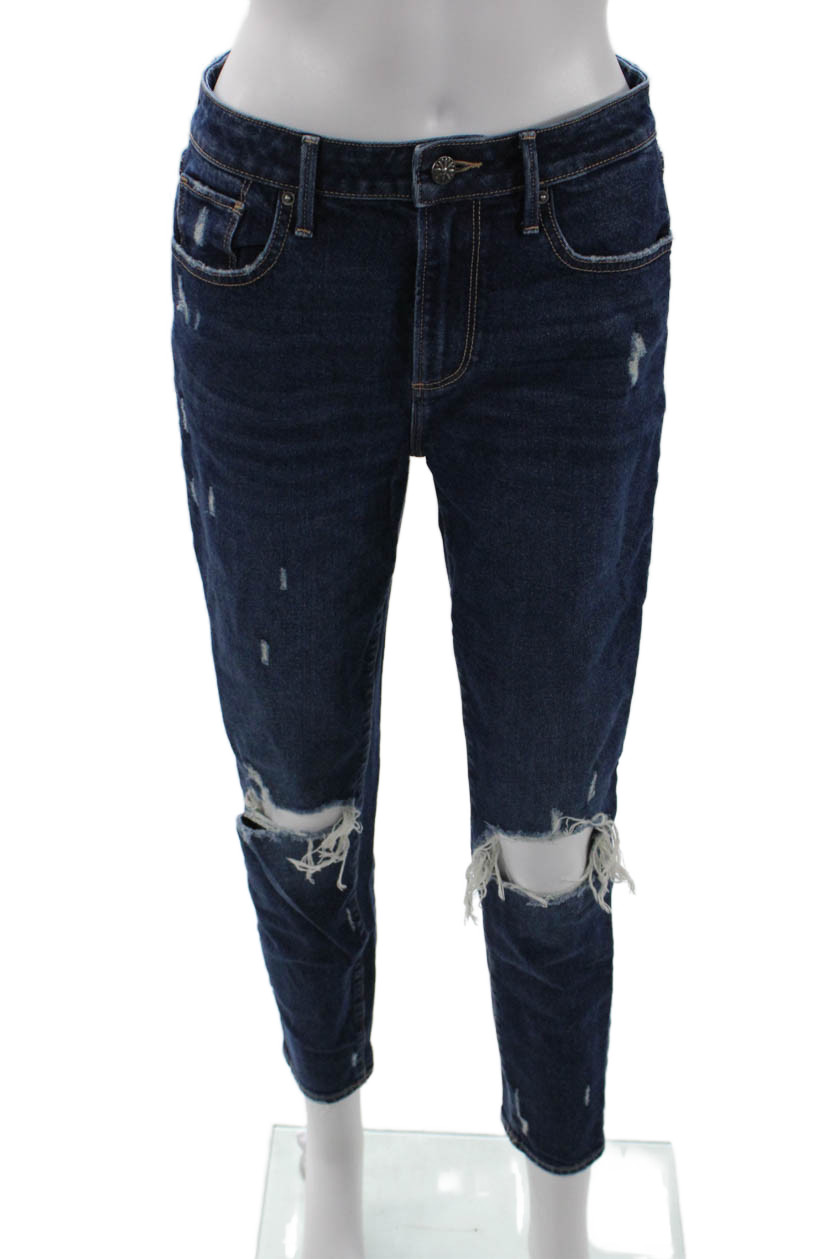 Driftwood Women Dark Blue Ankle Cropped Jeans High Rise Button Size 26Free Shipping in US $100+ Orders | $6.95 Orders Below