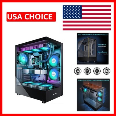 Black K2 Mid Tower Case with Dual Tempered Glass & 6 PWM ARGB Fans Installed