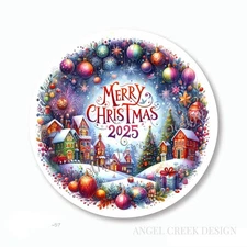 MERRY CHRISTMAS TINSLETOWN SCRAPBOOK STICKERS ENVELOPE SEALS HOLIDAY FAVORS