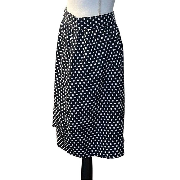 Falda elástica de algodón completo línea A de tela mod para mujer talla 3X en lunares blanco marino Foto 3 de 4