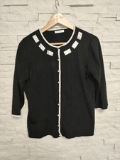 Berkertex Womens Cardigan Size 14 Black Casual 3/4 Sleeve Knit Lightweight