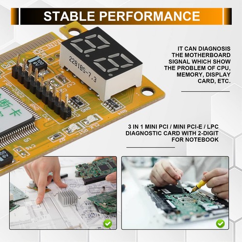 Notebook Diagnostic Card 2-Digit PCI/PCI-E LPC POST Analyzer Tester N6W55702 - Afbeelding 7 van 7