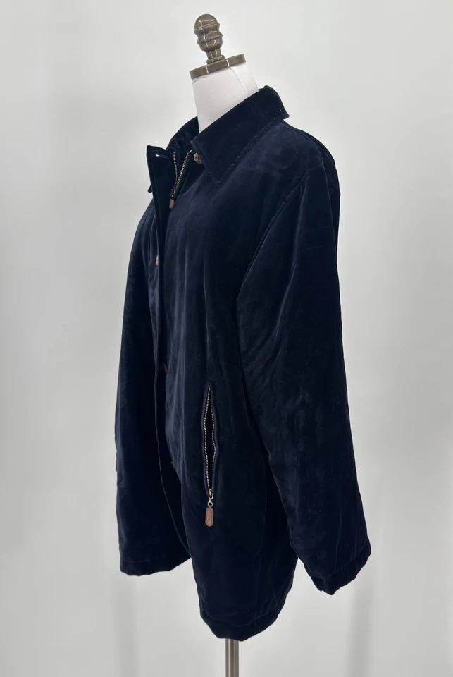 Jaqueta Mondi Sports Vintage Anos 80 Azul Veludo Gola Car Coat Tamanho IT 38 EUA P - Imagem 4 de 4