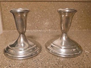 Coppia di candelabri vintage Towle argento sterling pesati 4" gamma Phi beta