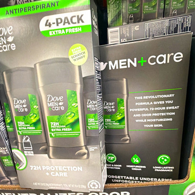 Dove Men+Care Antiperspirant Stick Extra Fresh 72-Hour 4-Pack w/ Cream