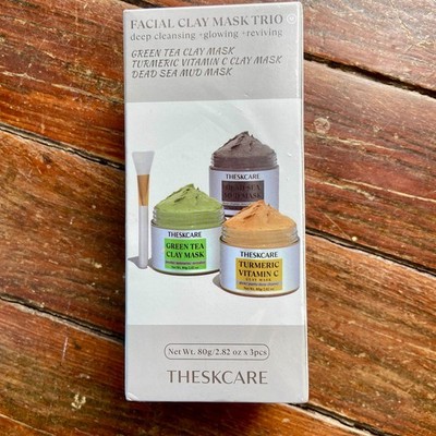 THESKCARE Green Tea Turmeric Vitamin C Dead Sea Clay Mud Mask Trio Kit NEW