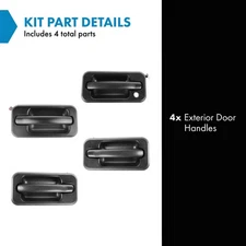 TRQ Exterior Outside Door Handle Black Textured Set LH RH for 06-09 Hummer H2