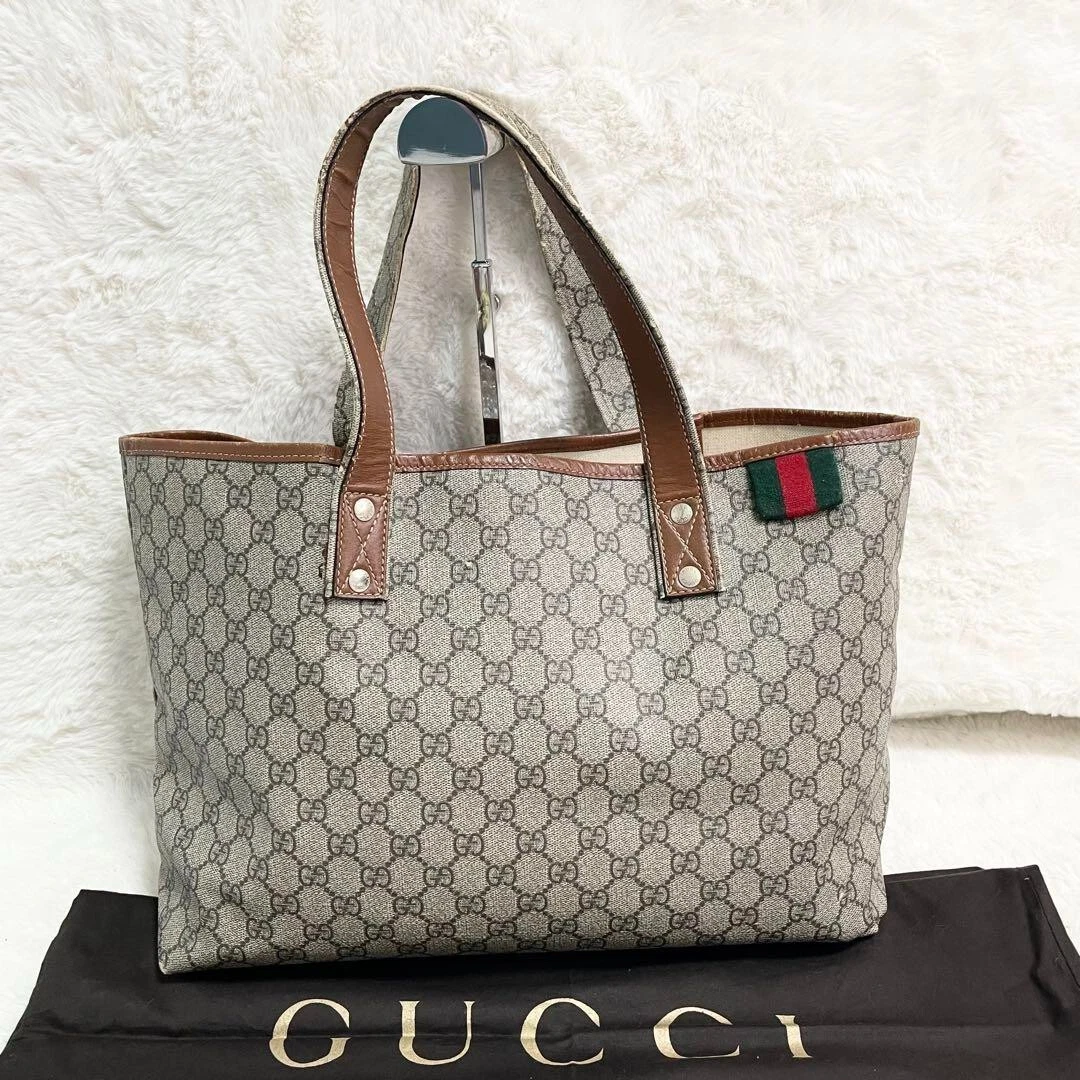 Sac fourre tout Gucci, ligne Sherry, GG Supreme, sac à bandoulière, taille A4, grande capacité
