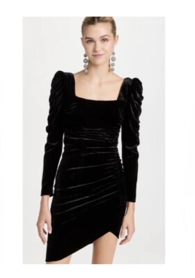 NWT VERONICA BEARD Toki Velvet Long Sleeve Ruched Mini Dress