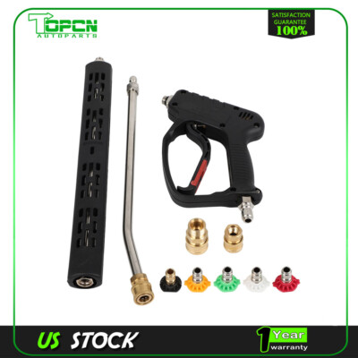 #ad High Pressure Washer Gun 5000PSI 3 8quot; with Extension Wand Trigger Handle 1 4quot; $42.61