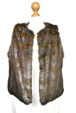 Kookai Stylish Fake Fur Brown Sleeveless Gilet Jacket Waistcoat Size 2