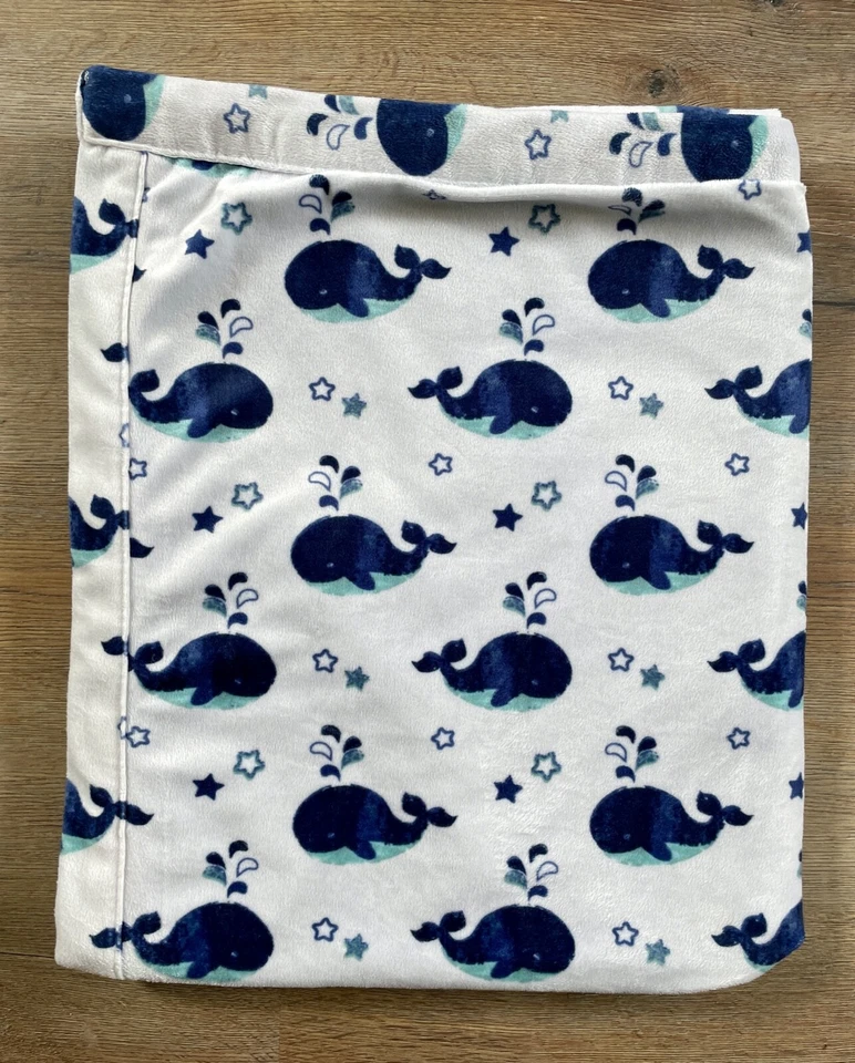 SL S.L. Manta náutica para bebé niño estrella ballena azul marino blanco moda para el hogar Foto 3 de 4