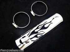 Cache pot / Pare chaleur " Flamme " pour moto custom - NEUF ornement 