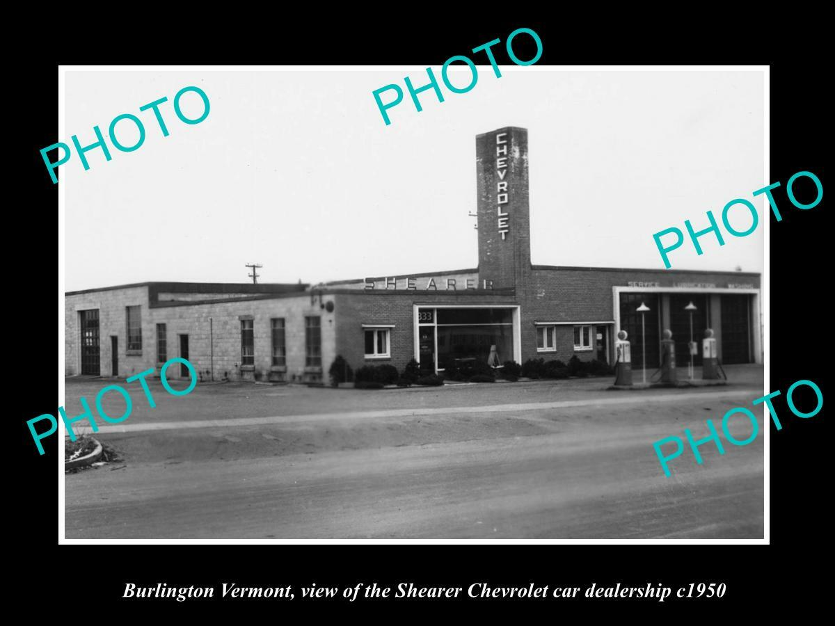 OLD 8x6 HISTORIC PHOTO OF BURLINGTON VERMONT CHEVROLET CAR DEALERSHIP