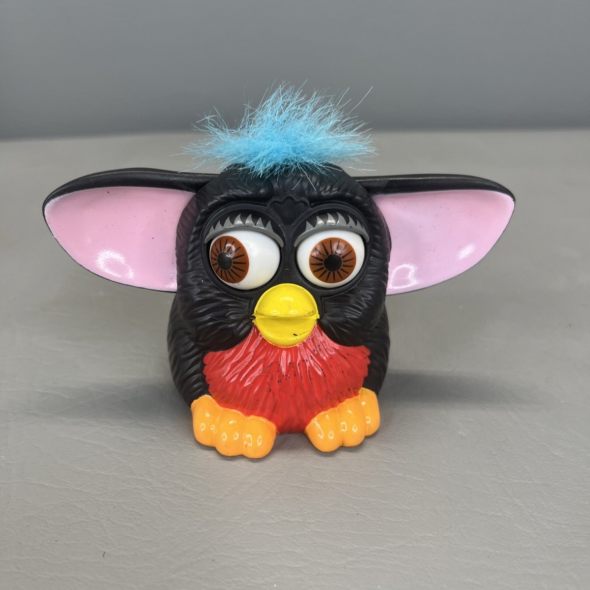 Furby Black Doll Blue Hair Moving Eyes Tiger Electronics Vintage