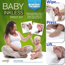 Inkless Wipe Handprint & Footprint Kit Safe From Birth. Take in Hospital Bag.