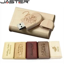 Personalized USB Flash Drive Wooden Custom Logo Pen Drive And Box 4GB-128GB Gift
