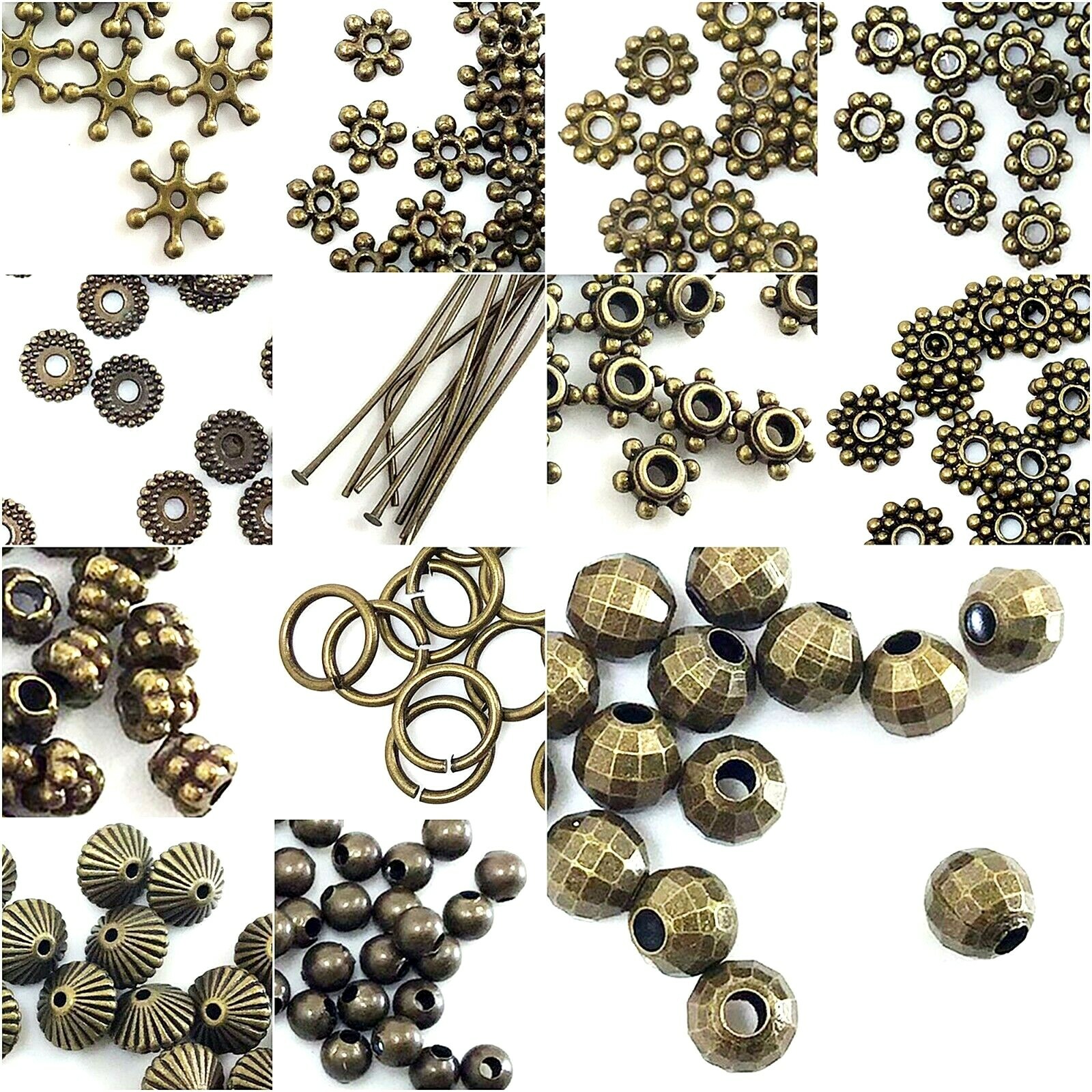 Antique Brass Spacer Beads Headpin Finding Daisy Crimp Bead Charm Brass Pewter