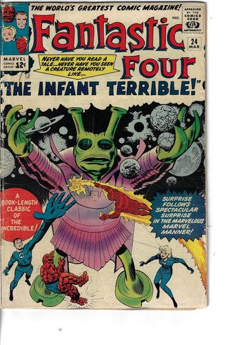 Fantastic Four 24 1st Infant Terrible VG+ 1964 Glossy Classic Kirby Cover