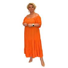 WOMENS LADIES PLUS SIZE LAYERED EFFECT SHORT SLEEVE OFF SHOULDER DRESS