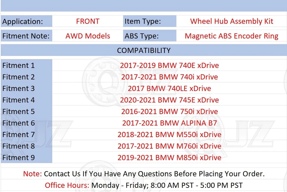 [FRONT(Qty.2)] 512583 Wheel Hub Assembly For 2016-2021 BMW 750i xDrive AWD Sedan - Image 2 of 4