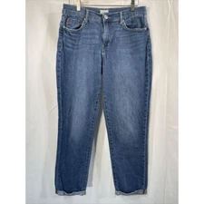 Hudson Natalie Mid Rise Slim Boyfriend jeans Blue 31x26.5 Preppy Biker Relaxed