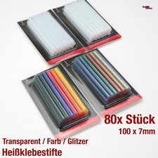 80x SET GLITZER FARB COLOR MIX TRANSPARENT HEIßKLEBESTIFTE HEIßKLEBE KLEBES SAB