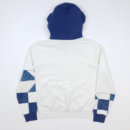 Polo Country Ralph Lauren Hoodie Small Men Patchwork Country Pullover White Navy - Picture 10 of 13
