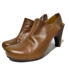 Tsubo Aeria Womens Size 10 Brown Leather Pump High Heels Booties Slingback Shoes