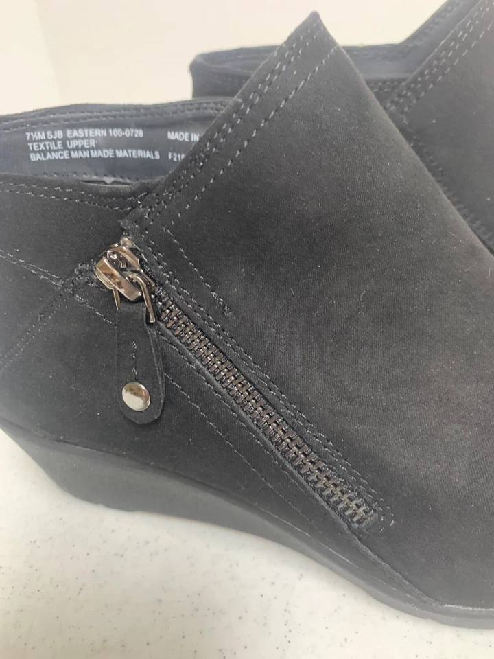 Botines de gamuza sintética negros St. Johns Bay doble cremallera talla 7,5 Foto 4 de 4