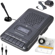 Portable Cassette Player Tape Recorder. Record to Cassettes via Mic or Aux In. B