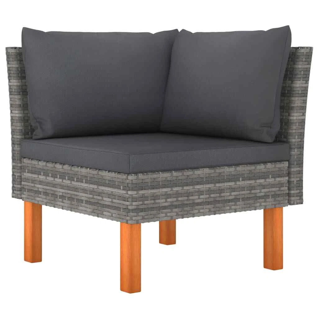 Corner Sofa Poly Rattan and Solid Eucalyptus Wood vidaXL eBay