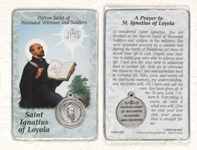 Saint St. Ignatius with Medal & Prayer - Plastic Coated Holy Card | eBay