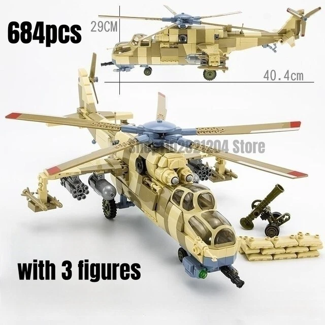 Mi 24 Armed Russian Helicopter Building Blocks Military Bricks Building Blocks