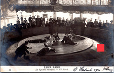 France, Paris La Roulette Humaine à Luna Park, Vintage Citrate Print, 1910 Print