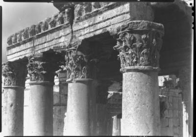 Lebanon Temple Bacchus Baalbek detail of entableture and capitals - Old Photo