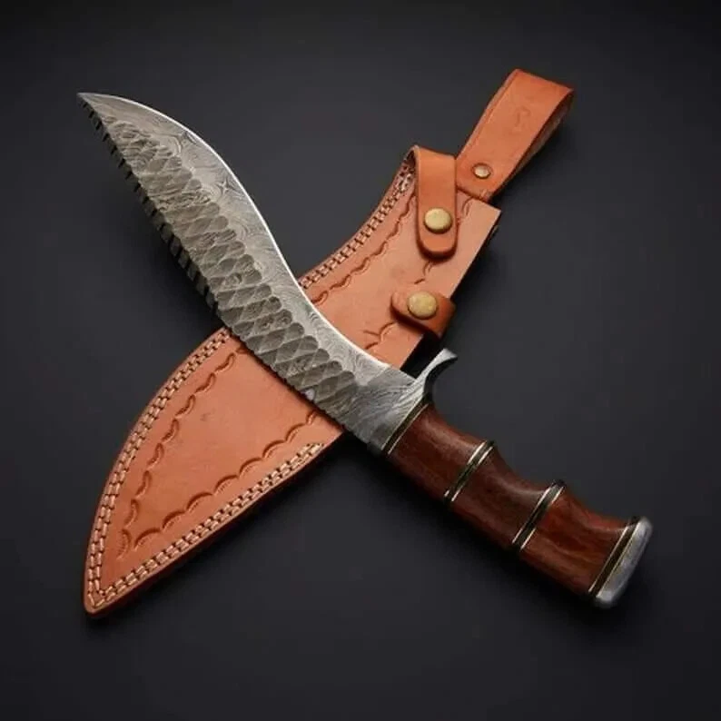 Damascus Steel Blade Survival Kukri Knife| Custom Handmade Hunting Knife Camping