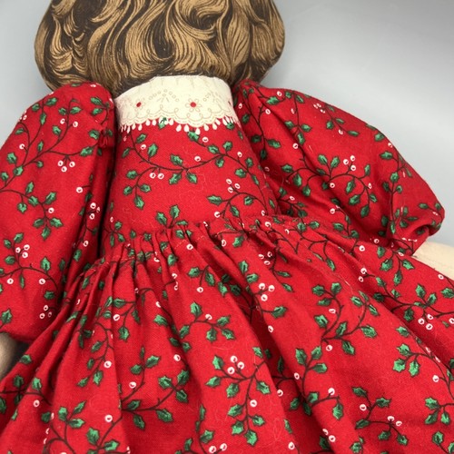 Vintage Cranston viktorianische Stoffkissen Stoffpuppe "Holly" rotes Weihnachtskleid 23 Zoll - Bild 10 von 12