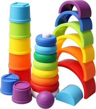 Kiddie Play Stacking Toys for Toddlers | Set of 3 Baby Cups...