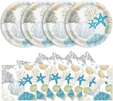 40Pcs Ocean Seashell Paper Plates Napkins Party Supplies Beach Summer Birthday