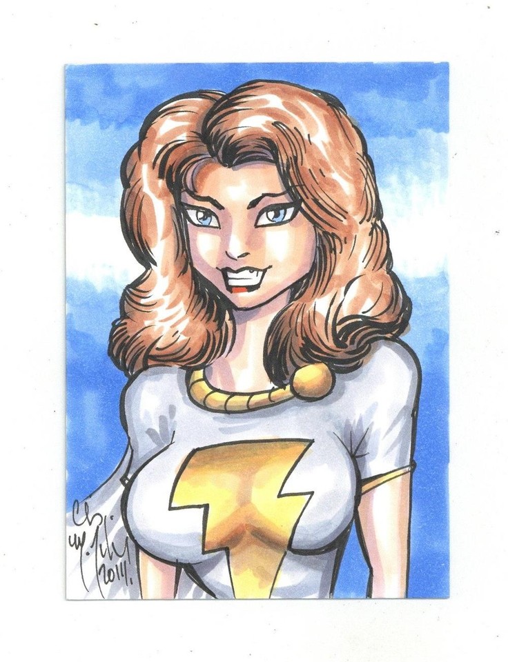 Mary Marvel Sketch Card by Chris McJunkin Comic Art