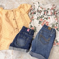 Mixed Girls Summer Bundle Size 7 8 Cat  Jack Jordache Floral Denim 4pc Set Kids