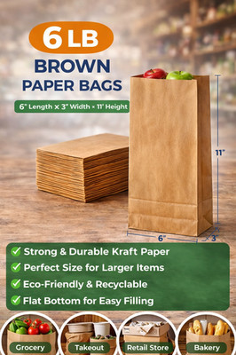 Brown Paper Bags 1LB to 12LB Kraft Bags Flat Bottom Food Bakery Retail