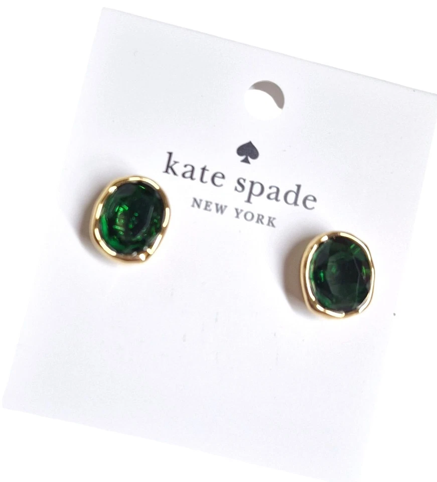 Pendientes Kate Spade Alto Brillo Verde Esmeralda Circonita Cúbica Latón KN100 Nuevos Foto 4 de 4