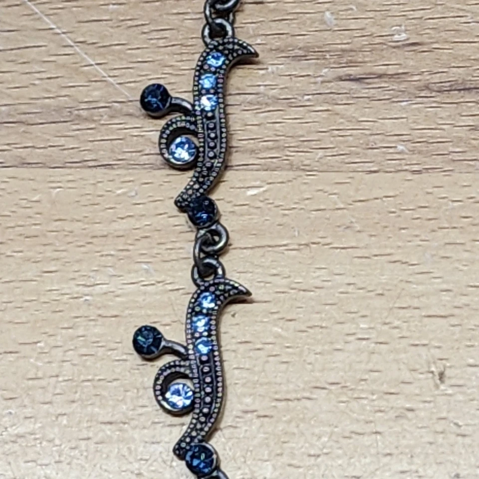 Collar vintage Y2K plata azul estrás 17" Foto 4 de 4